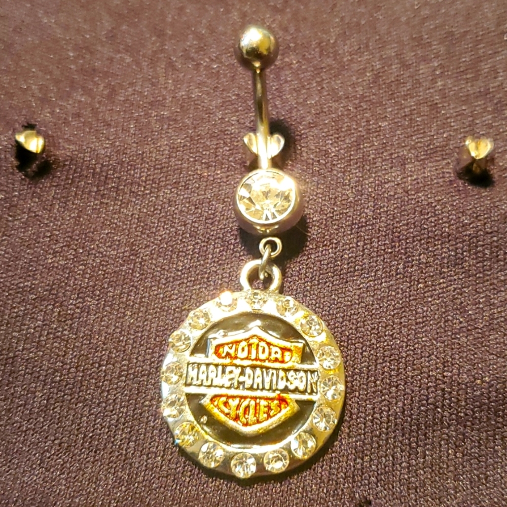 Harley Davidson Belly button ring  jeweled
